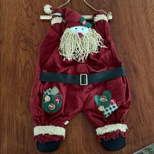 Festive Red Santa Overalls Decor